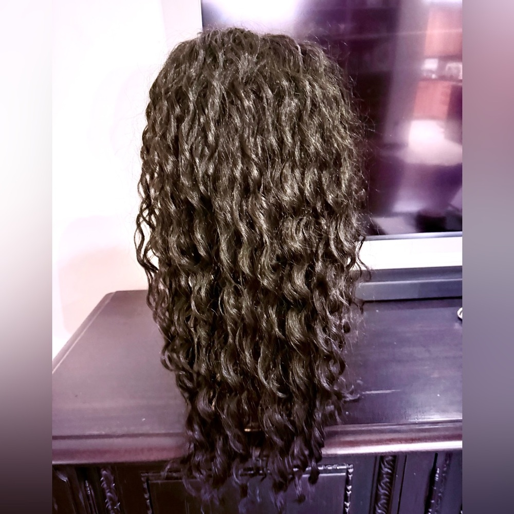 Premium Dark Brown/Black Front Lace Curly Hair Wig